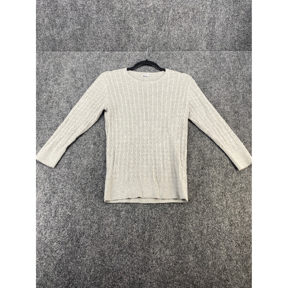Gap Stretch Cable Knit Sweater Womens XS Gray Long Sleeve Crew Neck Pullover